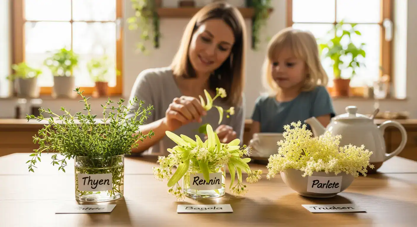 Heilpflanzen für Kinder: Thymian, Lindenblüten und Holunderblüten zur Immunstärkung